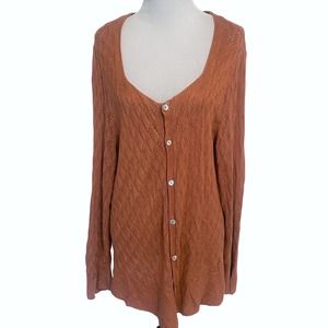 CP Shades Button Cardigan Womens Medium Terracotta Toffee Brown Lightweight